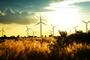 Eco power, wind turbines at sunset © Bohbeh